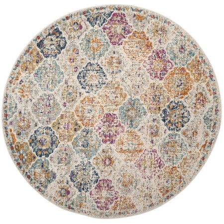 Safavieh Madison Power Loomed Round RugCream & Multi Color 9 x 9 ft. MAD611B-9R